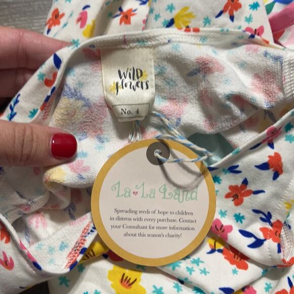 Wild Flowers Floral Asymmetrical Tank w/ Bow Detailed Side Pockets Girls Size 4 - Picture 7 of 8